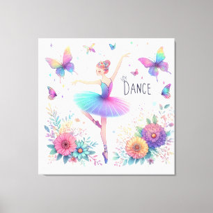 Toile Ballarina, Fleurs et Papillons