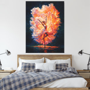 Toile Ballerine enflammée Phénix Renaissance Impasto