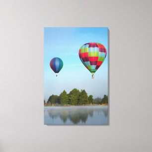 Toile Ballons à air chaud au-dessus d'un lac, Nouvelle-