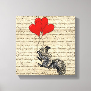 Toile Ballons d'écureuil et de coeur