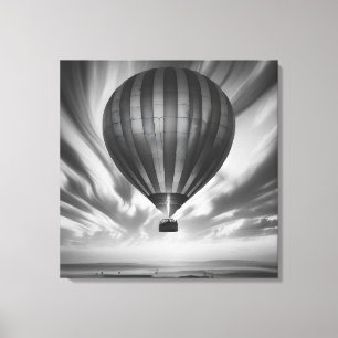 Toile Balloon's Voyage : Un Sérénissime Ascent Monochrom