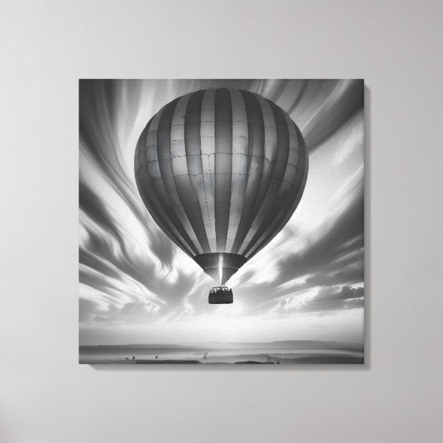 Toile Balloon's Voyage : Un Sérénissime Ascent Monochrom (Recto)