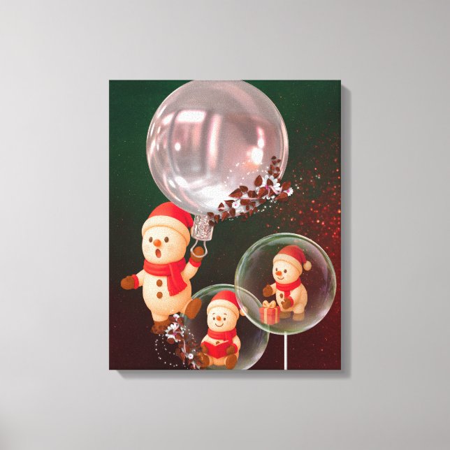 Toile Ballotte de Noël Snowman Canvas Wall Art (Recto)