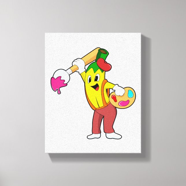 Toile Banane en peintre avec pinceau (Recto)