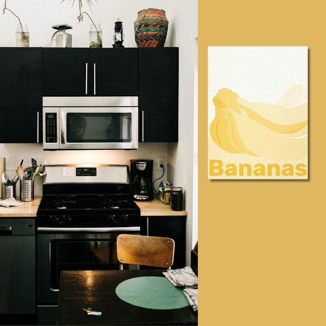 Toile Bananes stylisées Mur de cuisine jaune-blanc (Stylized Bananas Yellowish-White Kitchen Wall Canvas Print)