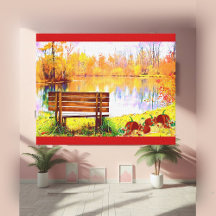 Banc de jardin orange vibre Couleur d'automne Feui