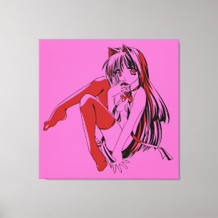Toile Bandes dessinées R & B, Anime Loli Chat Fille aux 