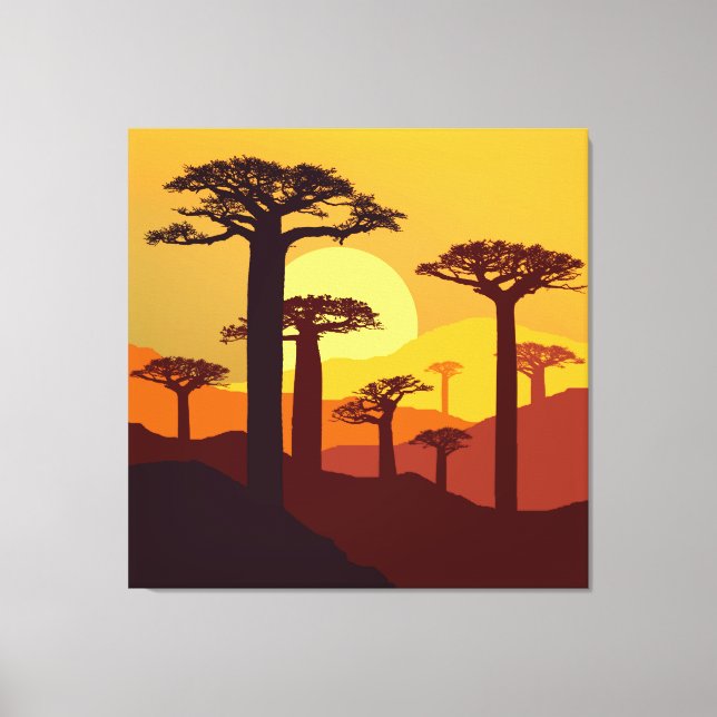Toile Baobab au coucher du soleil (Recto)