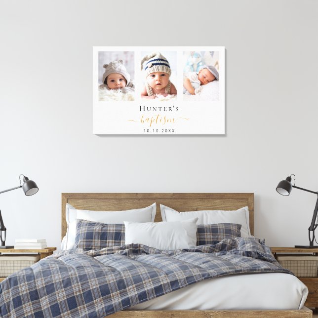 Toile Baptême personnalisé photo garçon moderne fille (Insitu(Chambre))