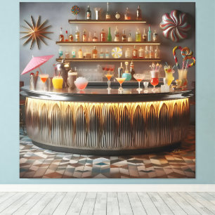 Toile Bar de fête futuriste atomique du milieu du siècle