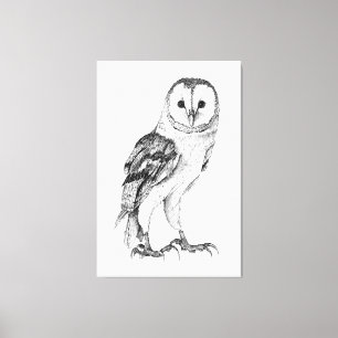 Toile Barne Owl - Dessin En Stylo Noir