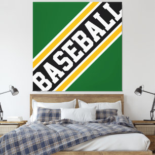 Toile BASEBALL Amusant Dynamique Vert Noir Orange Rayure