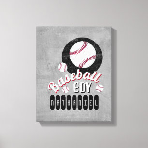Toile baseball boy sport quote ajouter votre nom gris