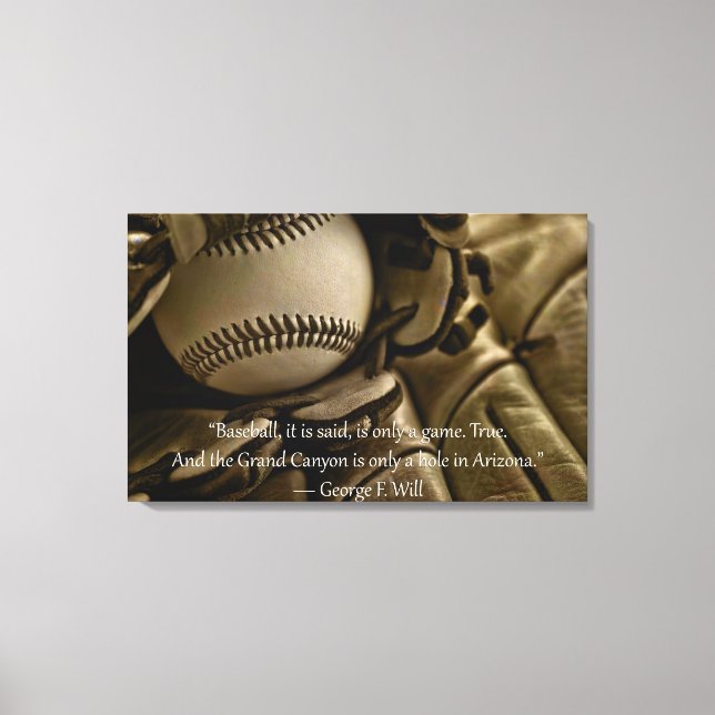 Toile Baseball, Glove et George Will Citation (Recto)