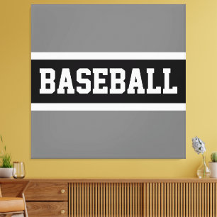 Toile BASEBALL Sportif Athlète Noir Blanc Gris Gris
