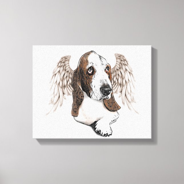 Toile Basset Hound Angel (Recto)