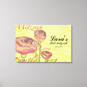 Toile BAT MITZVAH ROSE TRANSPARENT Connexion Bureau