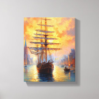Toile Bateau à voile majestueux en mer abstraite