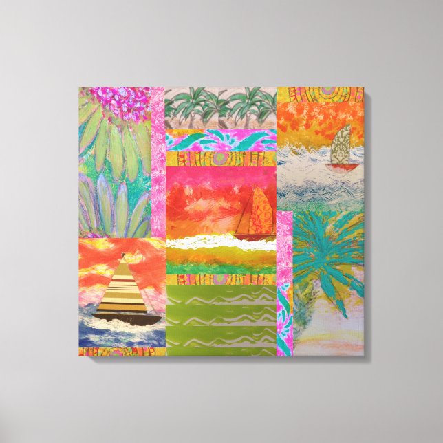 Toile Bateau à voile Tropical Abstrait Stretched Canvas  (Recto)