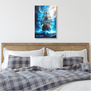 Toile Bateau de navigation fantastique épique tempête oc