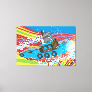 Toile Bateau de pêche orageux