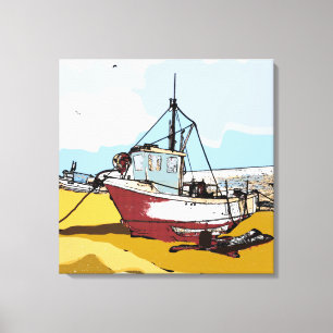 Toile Bateau de pêche pittoresque