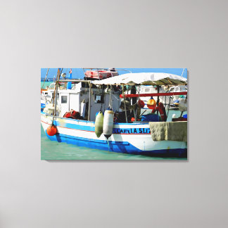 Toile Bateau de pêche sur la côte toscane, peinture.
