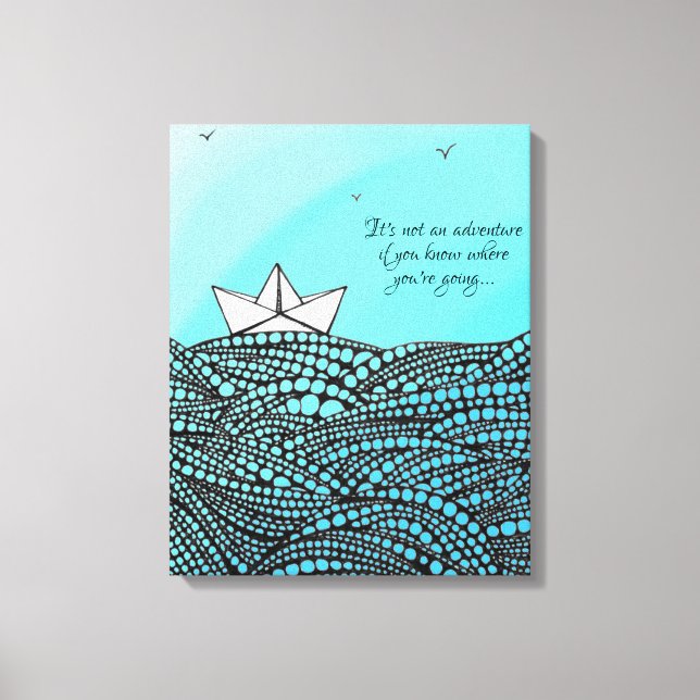 Toile Bateau en papier crayon | texte de motivation (Recto)