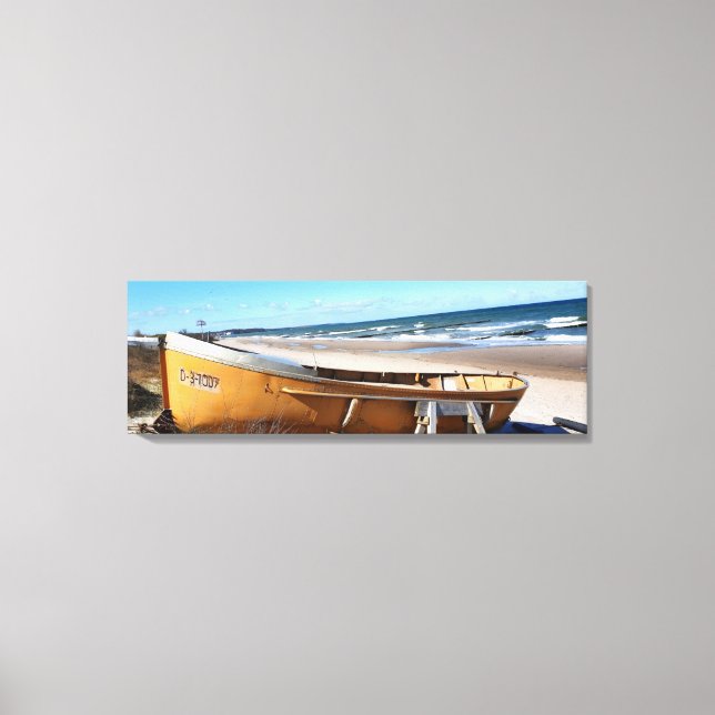 Toile Bateau jaune vibre sur la plage Photographie côtiè (Recto)