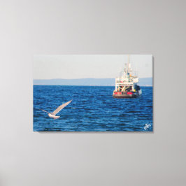 Toile Bateau remorqueur et oiseau sur Mutiny Bay #2