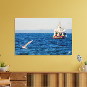 Toile Bateau remorqueur et oiseau sur Mutiny Bay #2
