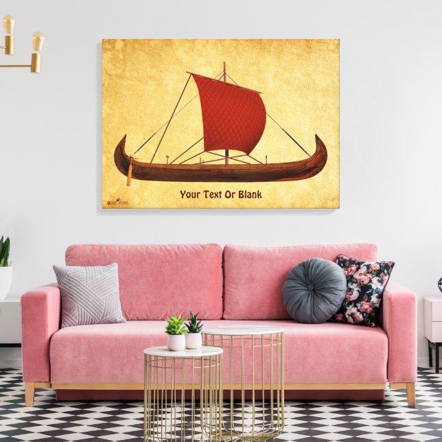Toile Bateau viking à voile rouge II (Insitu(Salon))