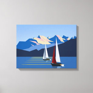Toile Bateaux À Voile Et Montagnes