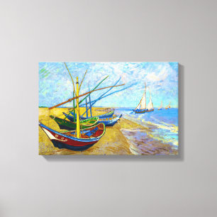 Toile Bateaux de pêche sur la plage par Vincent Van Gog