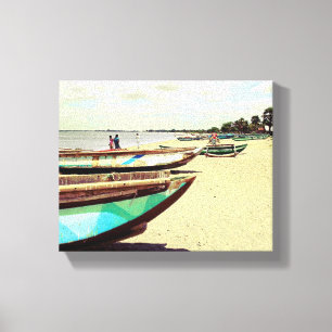 Toile Bateaux sur la plage tropicale
