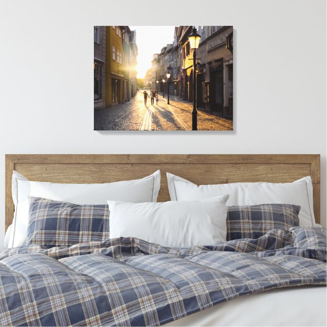 Toile Bâtiments anciens Cobblestone Rues Street Lampe de (Insitu(Chambre))