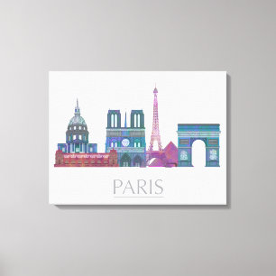 Toile Bâtiments colorés par horizon de Paris