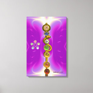 TOILE BÂTON D'ASCLEPIUS 7 CHAKRAS, YOGA, ÉNERGIE SPIRITU