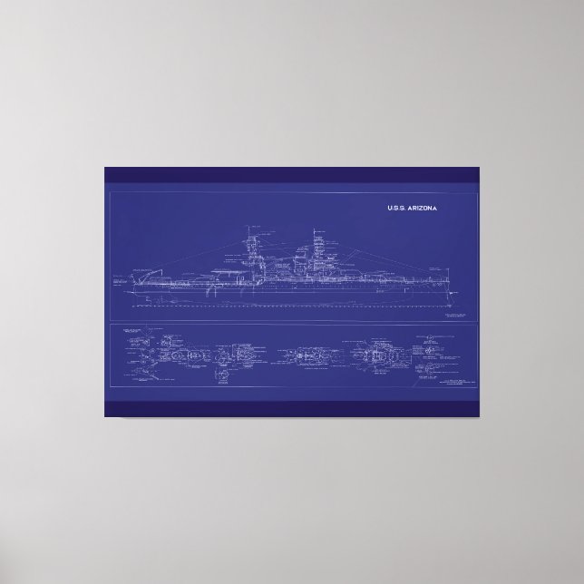 Toile Battleship USS Arizona Blueprint (Recto)