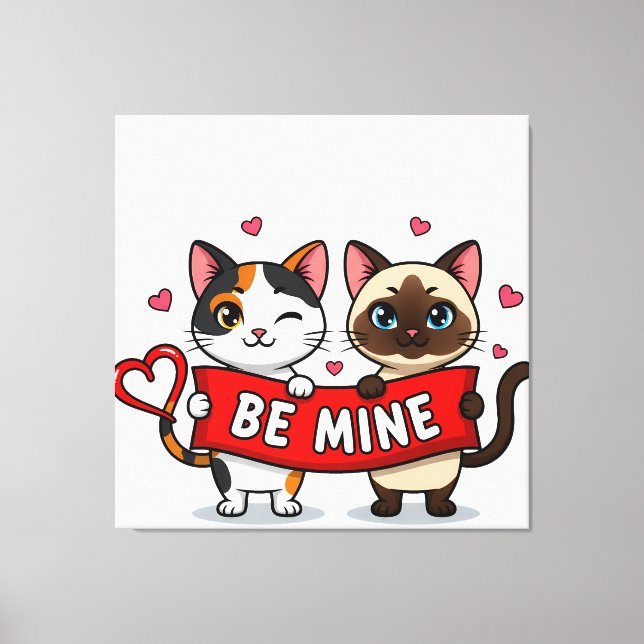 Toile BE MINE Valentine's Cats | Cute Kittens with Love (Recto)