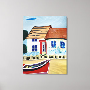 Toile Beach House et bateau sur Sandy Beach