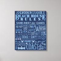 Beach House Rules Blue Custom Family Cottage Sign
