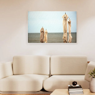 Toile Beachside Umbrellas Golden Twilight Photographic