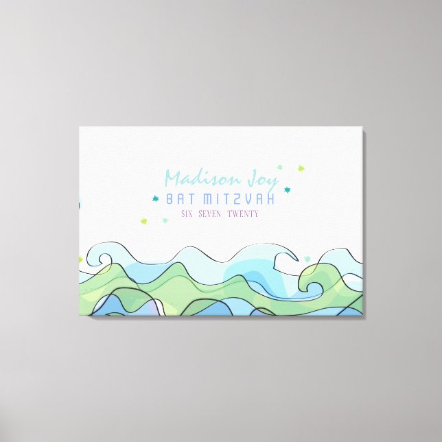 Toile BEACHY OCEAN Bat mitzvah Connexion Carte mémoire (Recto)