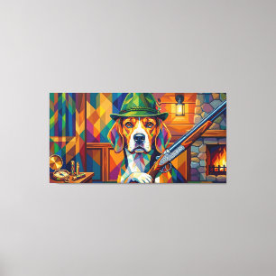 Toile Beagle Chasseur Pop Art – Chien de Chasse Moderne