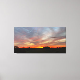 Toile Beau Coucher De Soleil Sur Les Champs