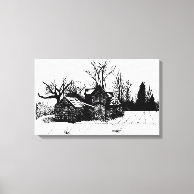 Toile Beau dessin d'encre Farmstead Wrapped Canvas (Recto)