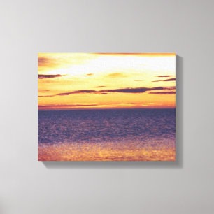 Toile Beau Jaune Coucher de soleil doré Océan mer Conçu