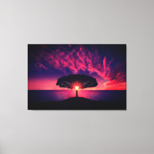 Toile Beau Sunset Tree Silhouette Nature Paysage