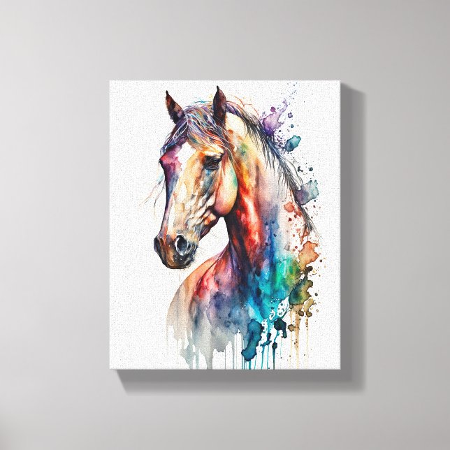Toile Beautiful Watercolor Horse Wrapped Canvas (Recto)